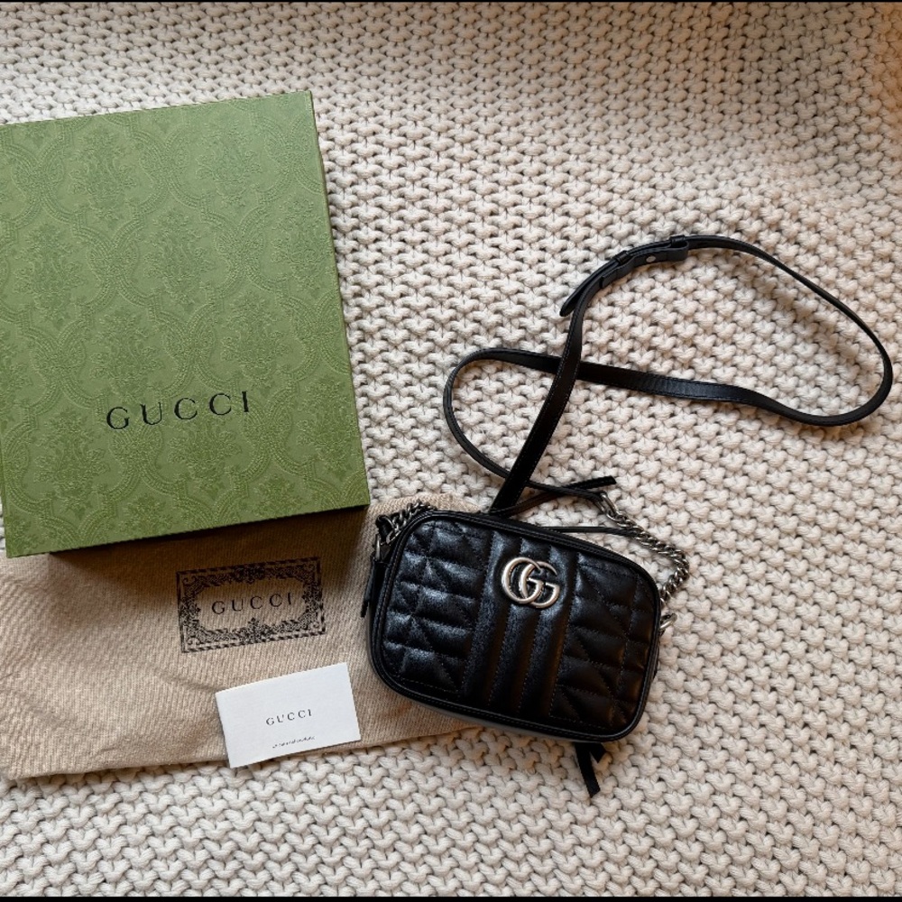 Gucci Matelasse Aria Mini Marmont Crossbody Bag - Picture 8 of 9